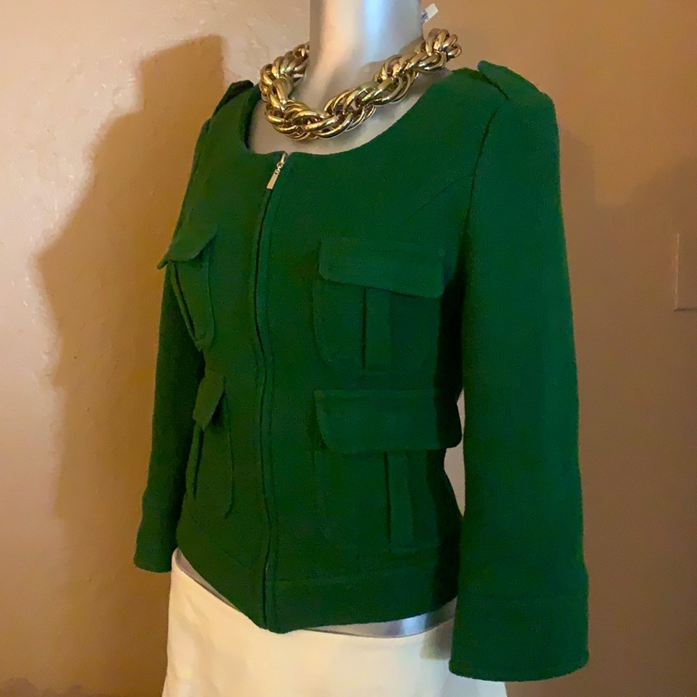 Vintage Holy G Green Wool Blend Blazer Blouse.  Sz 38